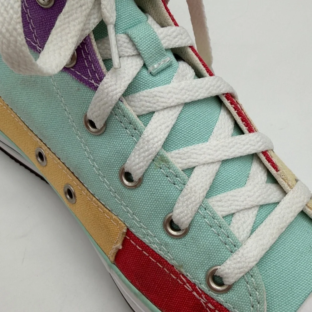Converse Chuck Taylor All Star Lift Hi Sneaker-Patchwork Color Block Big Girl 7